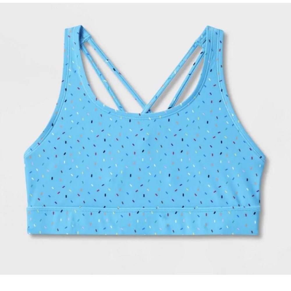 NEW GAY Pride Adult Humankind Swim BIKINI BRA TOP Blue RAINBOW Sprinkles LGBTQIA